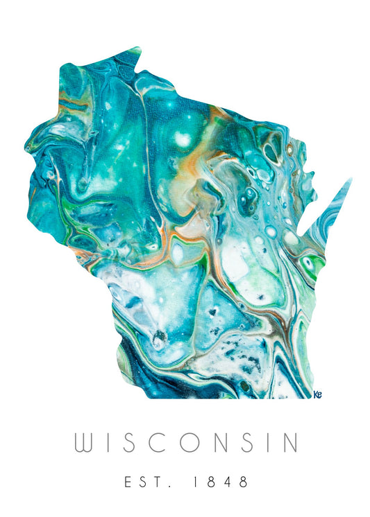 Card Wisconsin Teal 5x7