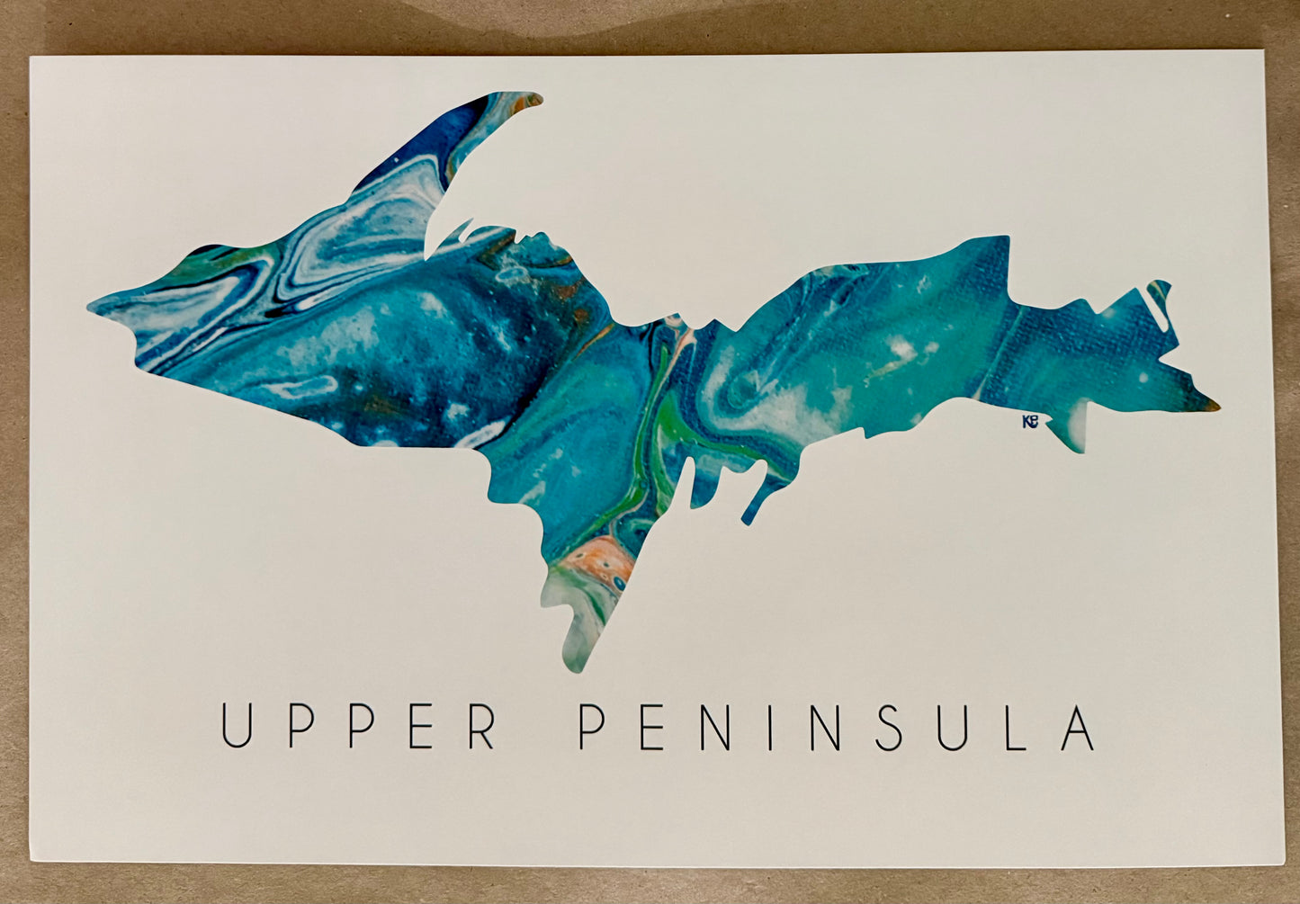 Print Upper Peninsula in Teal 11 x 17