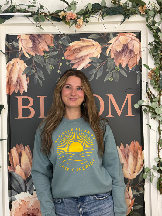 Unisex Crewneck Full Sun Wave Agave