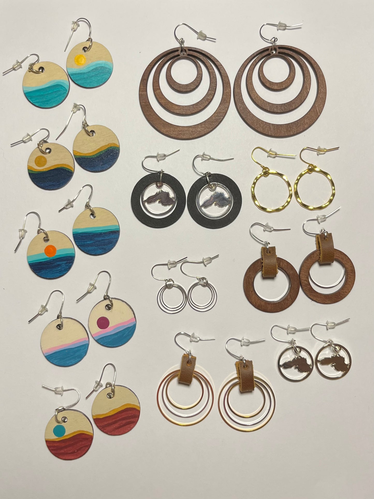 Earrings Metal and Wood