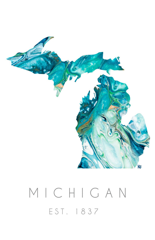 Print Michigan State in Teal 11 x 17