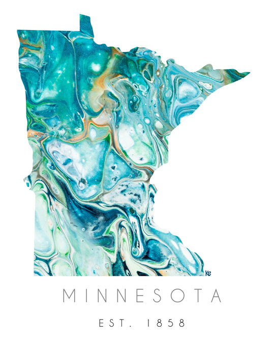 Print Minnesota in Teal 11 x 17