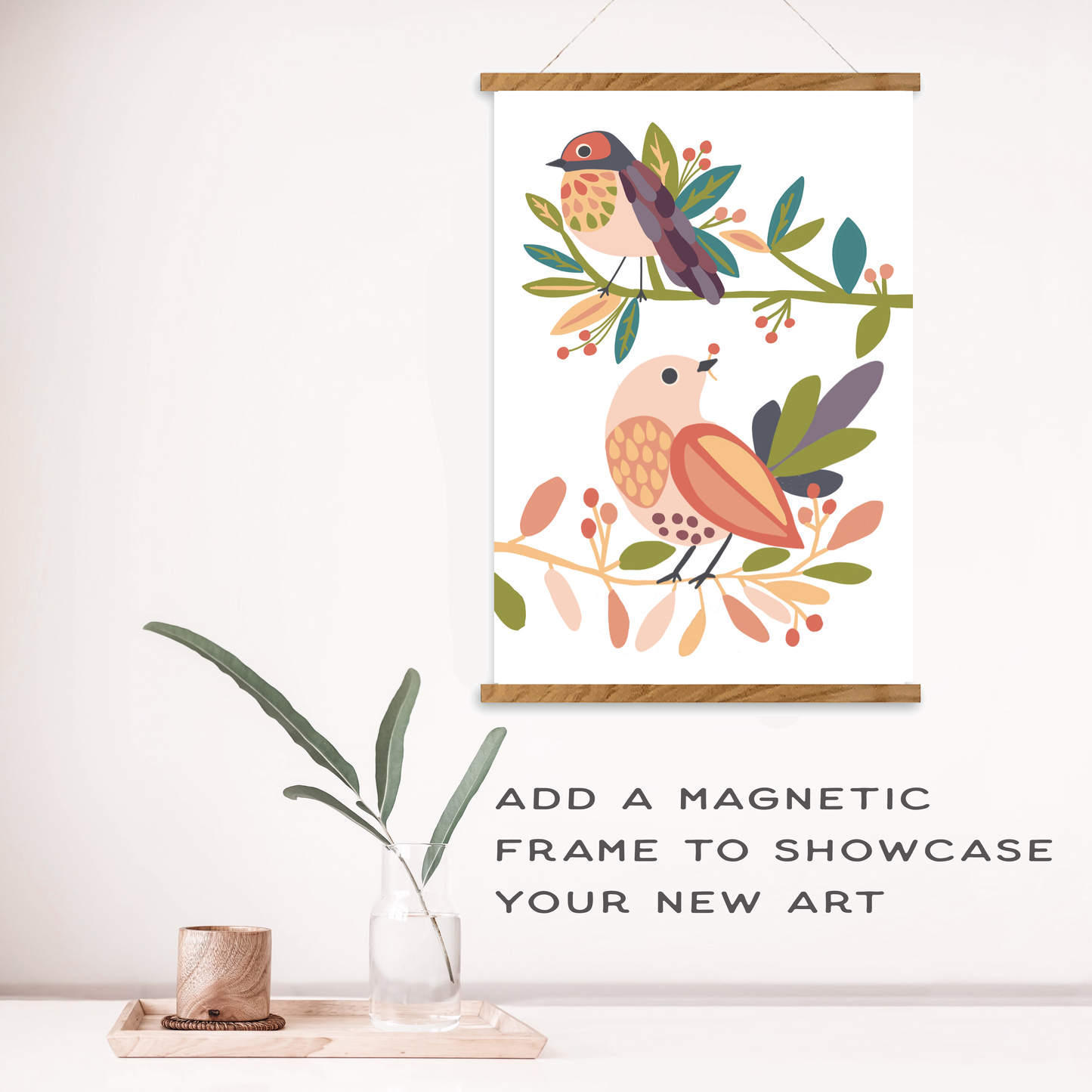 Birds on a Branch Meditative Art Paint by Number Kit: Kit + Frame