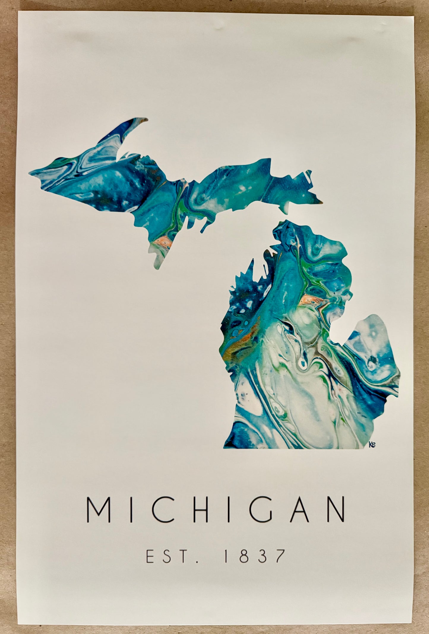 Print Michigan State in Teal 11 x 17