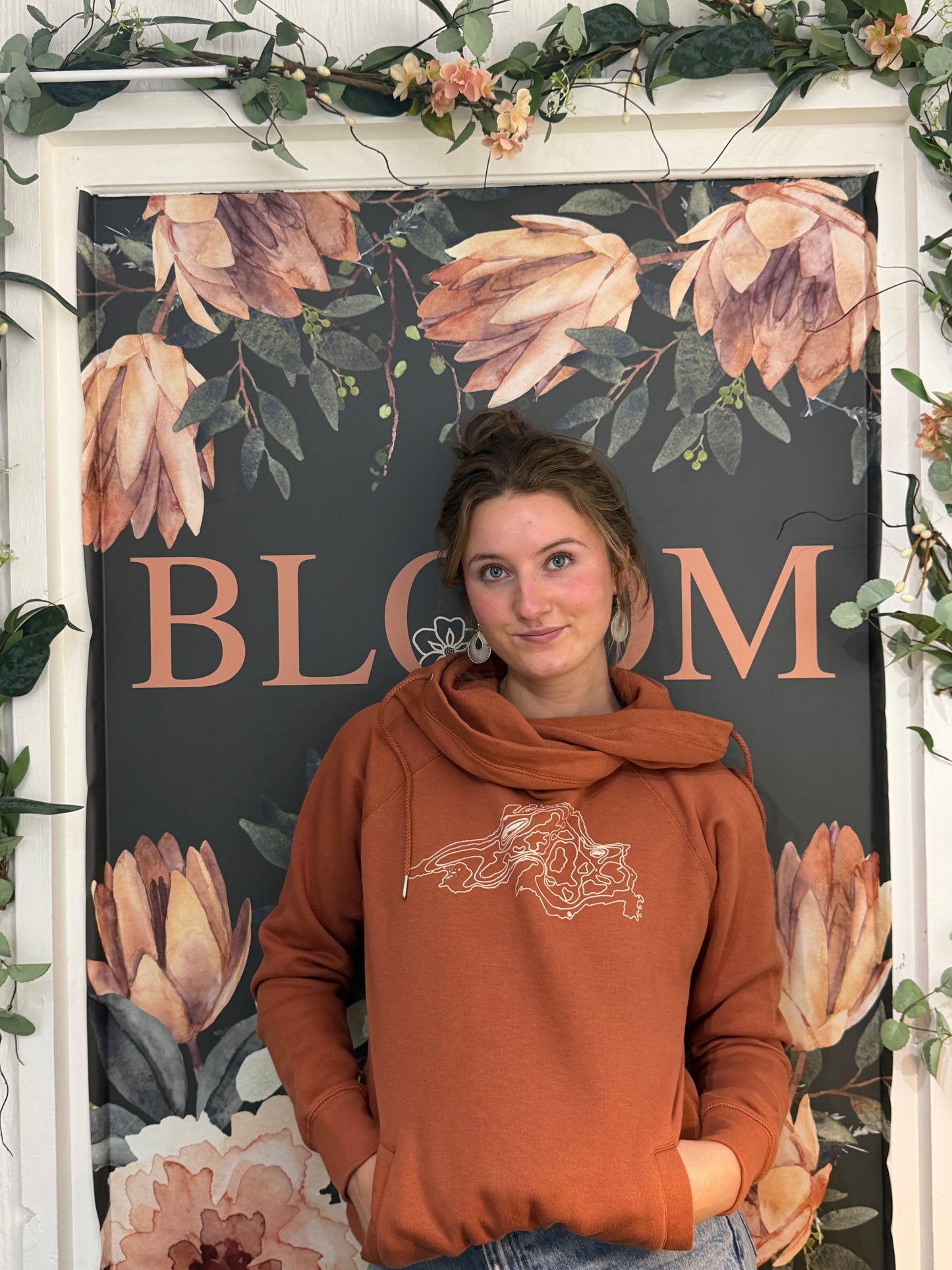 Women's Hoodie Funnel Lake Superior Baked Clay