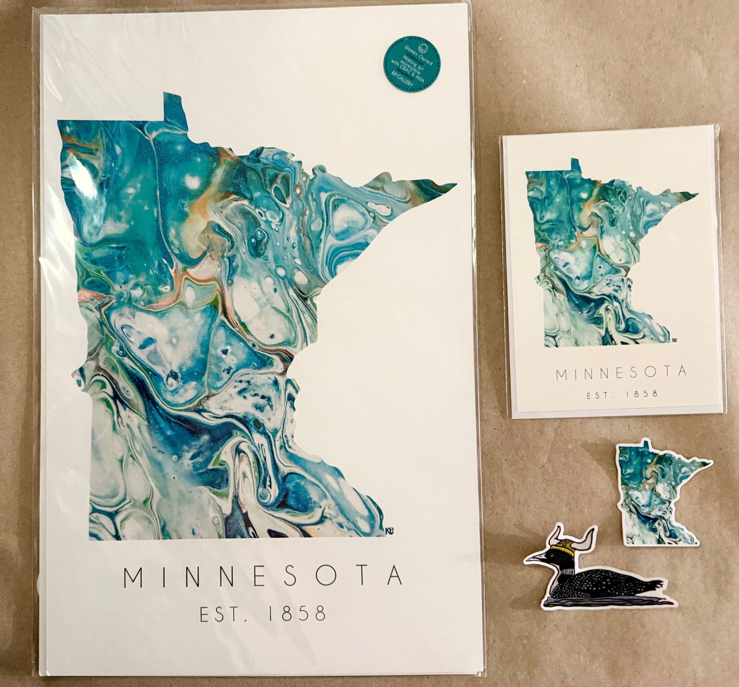 Print Minnesota in Teal 11 x 17
