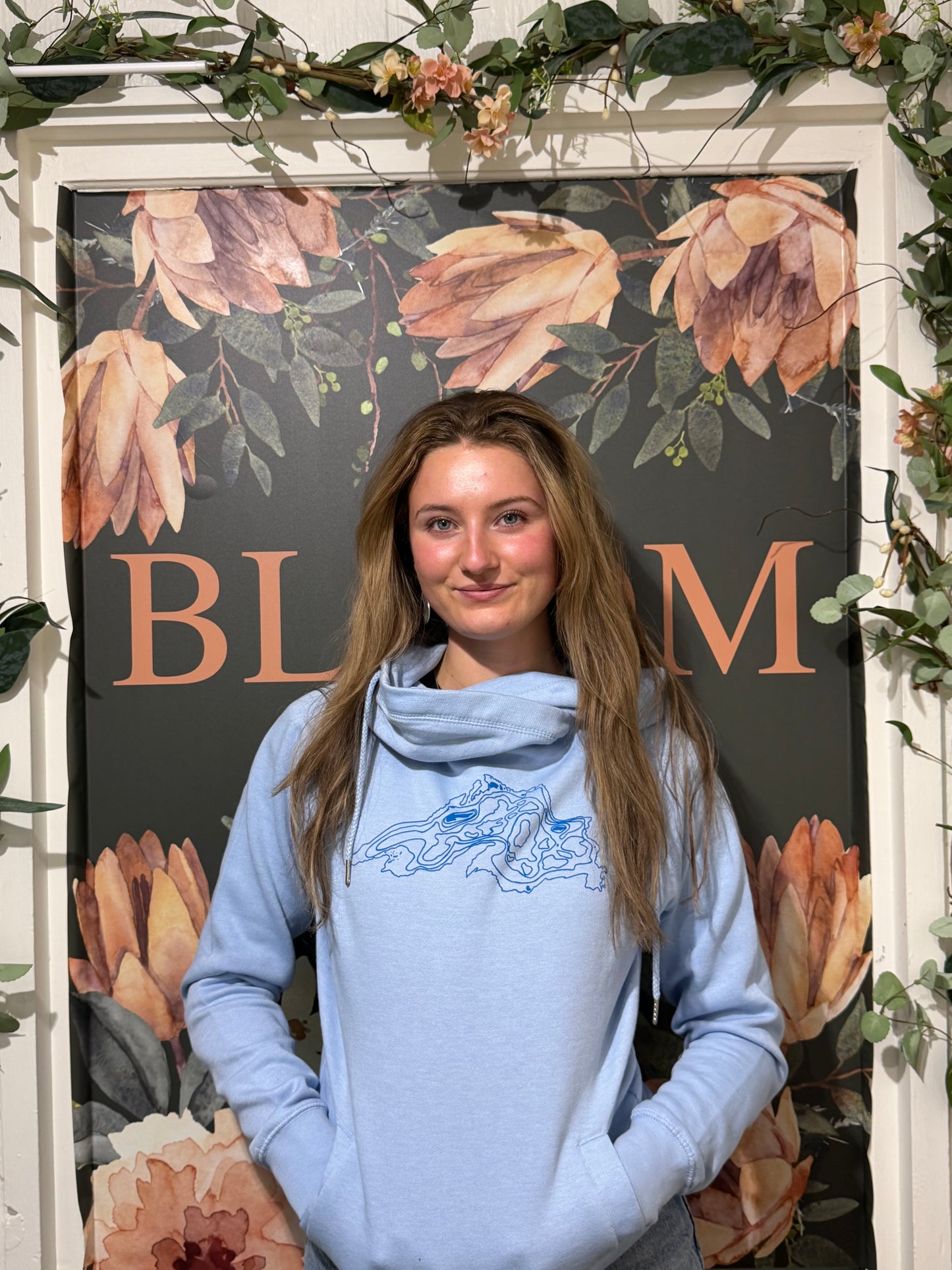 Women's Hoodie Funnel Lake Superior Sky Blue