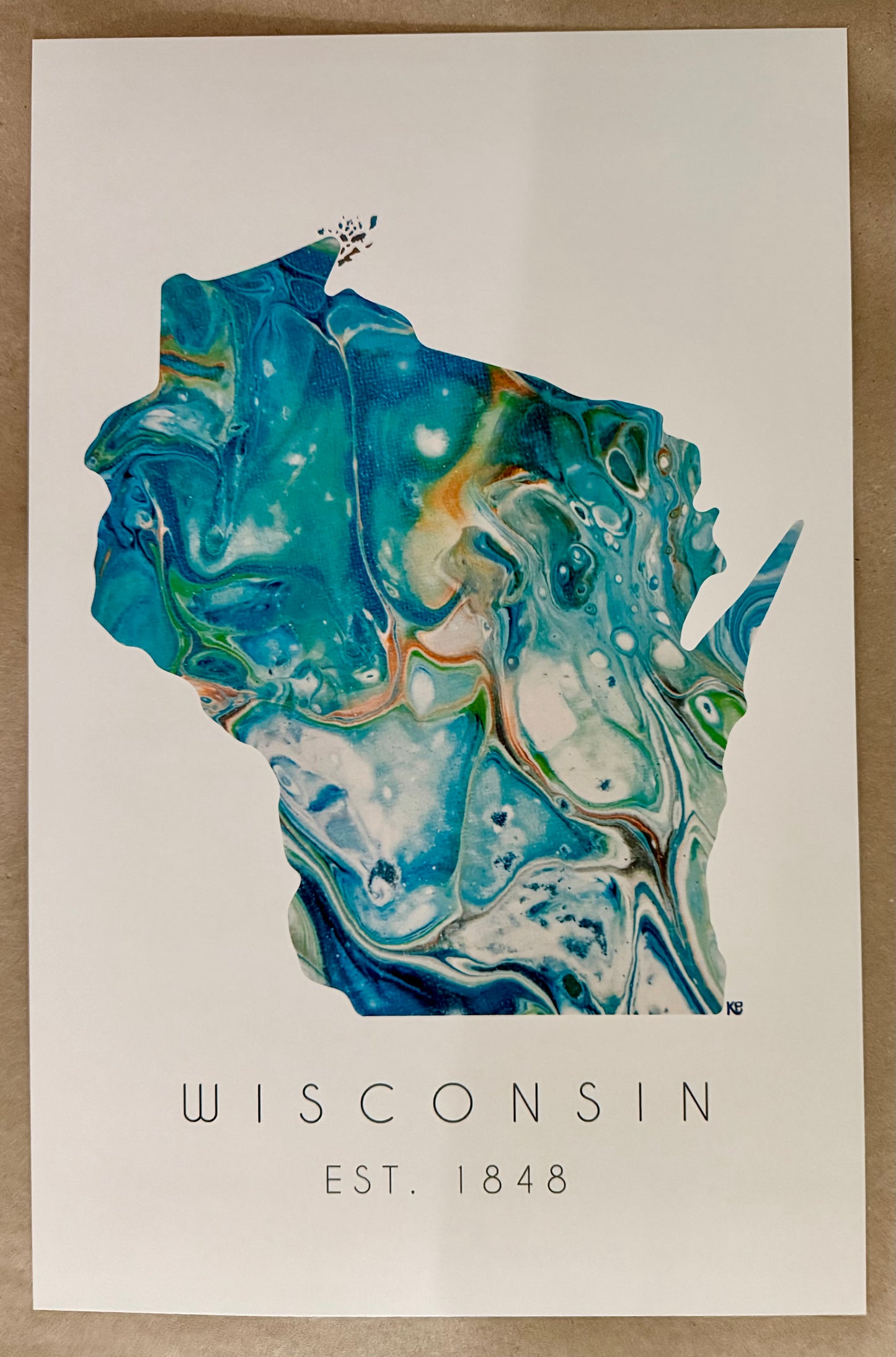 Print Wisconsin in Teal 11 x 17