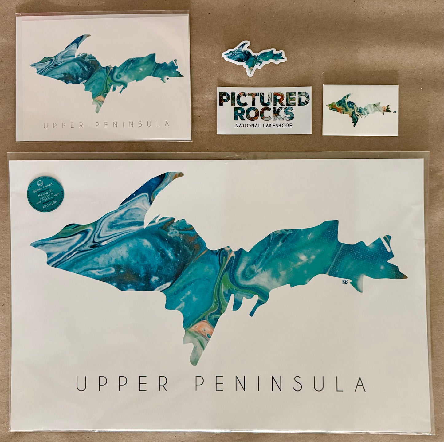 Print Upper Peninsula in Teal 11 x 17