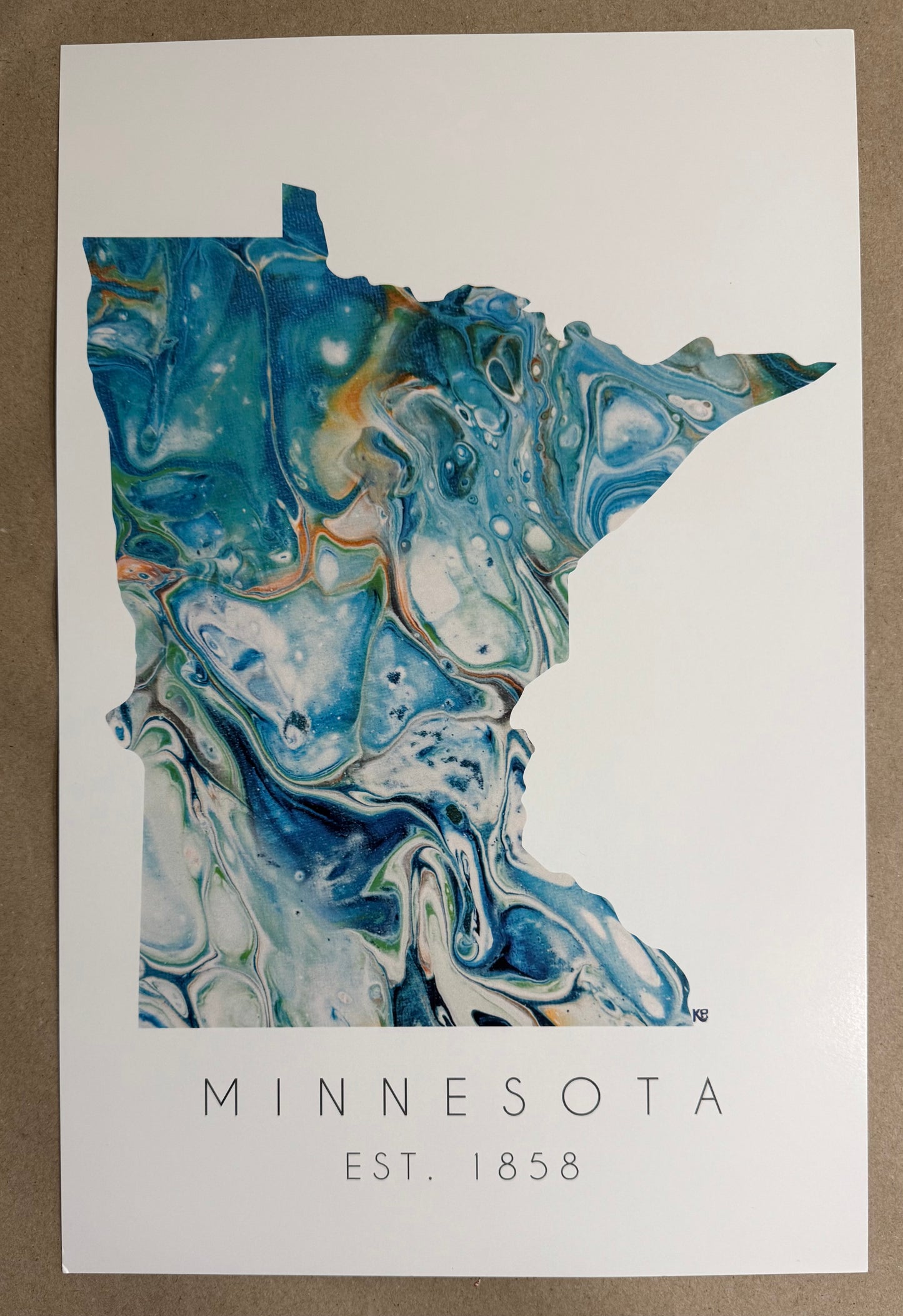 Print Minnesota in Teal 11 x 17