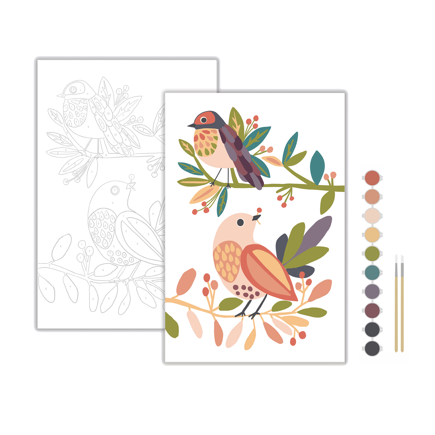 Birds on a Branch Meditative Art Paint by Number Kit: Kit + Frame